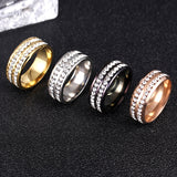 Diamond Double Row Titanium Steel Stainless Steel Ring