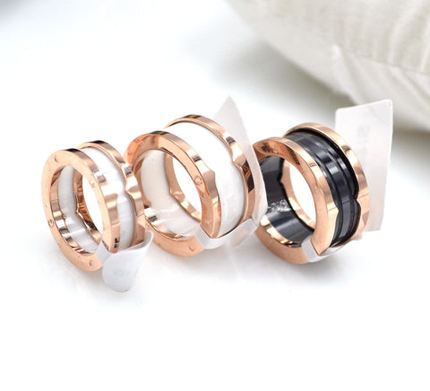 Ceramic Ring Titanium Steel Rose Gold Ring Female Ceramic Jewelry