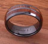 Dark Double Koa Wood Ceramic Ring