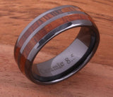 Dark Double Koa Wood Ceramic Ring